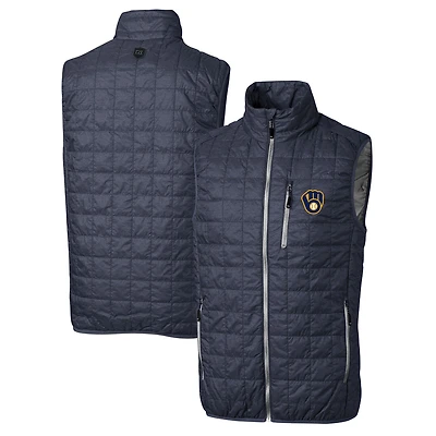 Gilet matelassé zippé Rainier pour homme, bleu marine chiné, des Milwaukee Brewers, de grande taille
