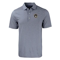 Men's Cutter & Buck Navy/White Milwaukee Brewers Forge Eco Double Stripe Stretch Recycled Polo
