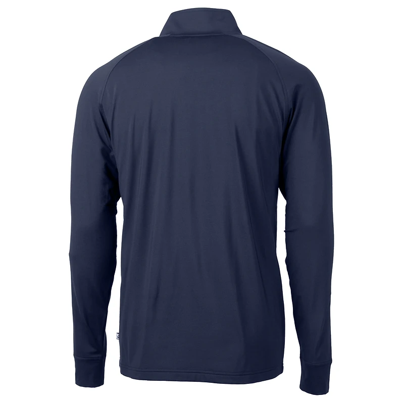 Men's Cutter & Buck Navy Milwaukee Brewers Adapt Eco Knit Stretch Recycled Quarter-Zip Pullover Top