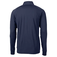 Men's Cutter & Buck  Navy Milwaukee Brewers Adapt Eco Knit Stretch Recycled Quarter-Zip Pullover Top