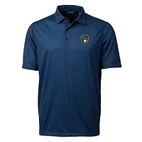 Men's Cutter & Buck Navy Milwaukee Brewers Big Tall Pike Double Dot Stretch Polo