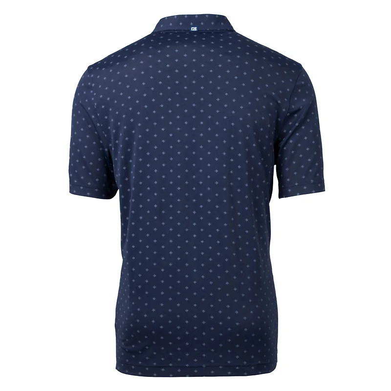 Men's Cutter & Buck  Navy Milwaukee Brewers Virtue Eco Pique Tile Recycled Polo