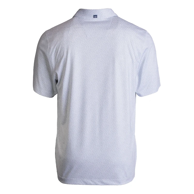 Men's Cutter & Buck White Milwaukee Brewers Pike Eco Pebble Print Stretch Recycled Polo