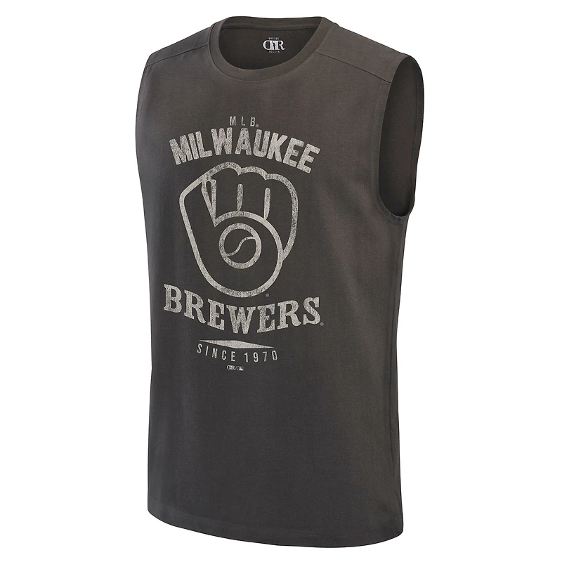 Men's Darius Rucker Collection by Fanatics Charcoal Milwaukee Brewers Muscle Tank Top