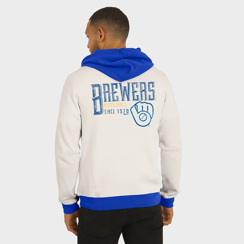 Sweat à capuche zippé en polaire crème pour homme Darius Rucker Collection by Fanatics des Milwaukee Brewers