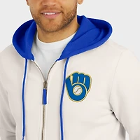 Sweat à capuche zippé en polaire crème pour homme Darius Rucker Collection by Fanatics des Milwaukee Brewers