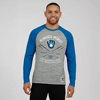 T-shirt de baseball à manches longues raglan brut pour homme la collection Darius Rucker par Fanatics, gris chin