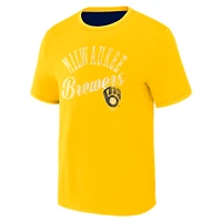 Collection Darius Rucker pour homme par Fanatics T-shirt réversible à sonnerie bidirectionnelle Milwaukee Brewers bleu marine/doré