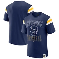 T-shirt à rayures bleu marine pour homme Darius Rucker Collection by Fanatics, motif Milwaukee Brewers, manches vieillies