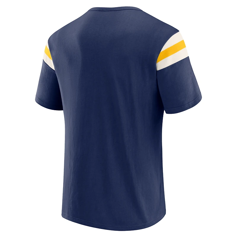 T-shirt à rayures bleu marine pour homme Darius Rucker Collection by Fanatics, motif Milwaukee Brewers, manches vieillies
