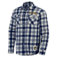 Chemise boutonnée en flanelle à carreaux des Milwaukee Brewers de la collection Darius Rucker par Fanatics pour hommes, bleu marine