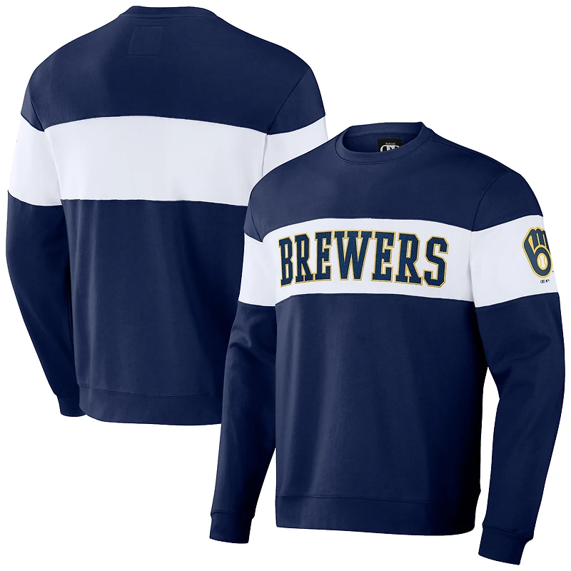 Collection Darius Rucker pour hommes par Fanatics Sweat-shirt à rayures bleu marine des Milwaukee Brewers
