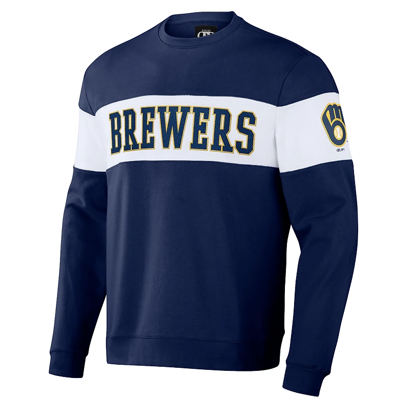 Collection Darius Rucker pour hommes par Fanatics Sweat-shirt à rayures bleu marine des Milwaukee Brewers