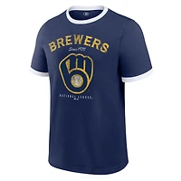 T-shirt à col rond délavé bleu marine des Milwaukee Brewers de la collection Darius Rucker pour homme par Fanatics