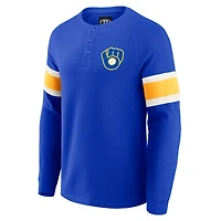 Men's Darius Rucker Collection by Fanatics Royal Milwaukee Brewers Waffle-Knit Raglan Long Sleeve Henley T-Shirt