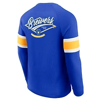 T-shirt Henley à manches longues raglan en tricot gaufré pour homme de la collection Darius Rucker par Fanatics Royal Milwaukee Brewers