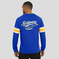 Men's Darius Rucker Collection by Fanatics Royal Milwaukee Brewers Waffle-Knit Raglan Long Sleeve Henley T-Shirt