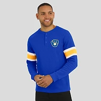Men's Darius Rucker Collection by Fanatics Royal Milwaukee Brewers Waffle-Knit Raglan Long Sleeve Henley T-Shirt