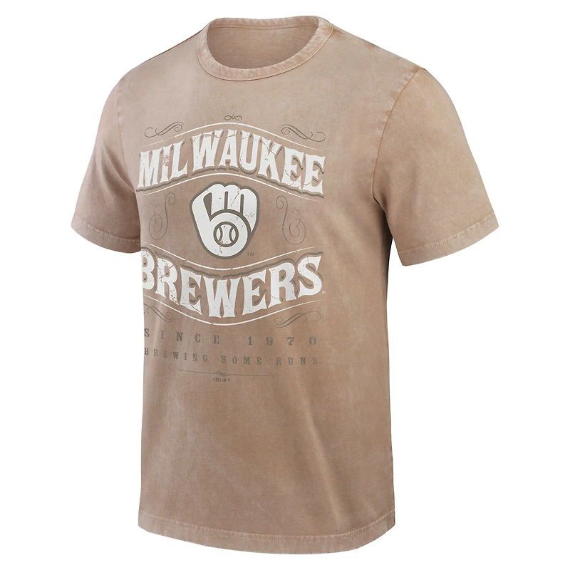 T-shirt pour homme Darius Rucker Collection by Fanatics, couleur beige délavé des Milwaukee Brewers