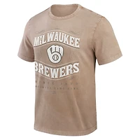 Men's Darius Rucker Collection by Fanatics Tan Milwaukee Brewers Sun Faded T-Shirt