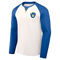 Collection Darius Rucker pour homme par Fanatics T-shirt raglan blanc/royal Milwaukee Brewers Team Color
