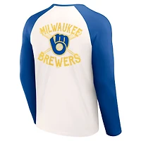 Collection Darius Rucker pour homme par Fanatics T-shirt raglan blanc/royal Milwaukee Brewers Team Color