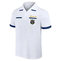 Collection Darius Rucker pour homme par Fanatics White Milwaukee Brewers Bowling Button-Up Shirt