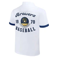 Collection Darius Rucker pour homme par Fanatics White Milwaukee Brewers Bowling Button-Up Shirt