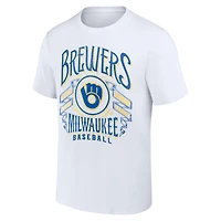 Collection Darius Rucker pour homme par Fanatics - T-shirt Milwaukee Brewers blanc effet vieilli Rock