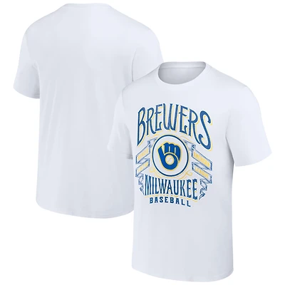 Collection Darius Rucker pour homme par Fanatics - T-shirt Milwaukee Brewers blanc effet vieilli Rock