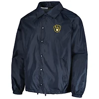 Men's Dunbrooke  Navy Milwaukee Brewers Coach's Raglan Full-Snap Windbreaker Jacket