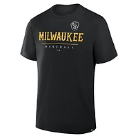T-shirt Fanatics pour homme, noir, avec logo Legacy Clubhouse des Milwaukee Brewers