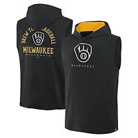Men's Fanatics Black Milwaukee Brewers Fire Speed Sleeveless Pullover Hoodie