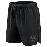 Short Fanatics noir pour homme, micro ton sur ton, le bureau des Milwaukee Brewers