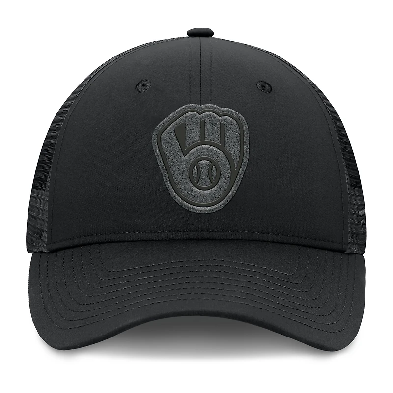 Casquette camionneur ajustable noire Fanatics pour hommes des Milwaukee Brewers