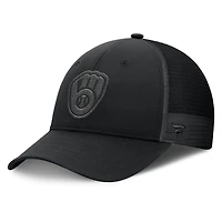 Casquette camionneur ajustable noire Fanatics pour hommes des Milwaukee Brewers