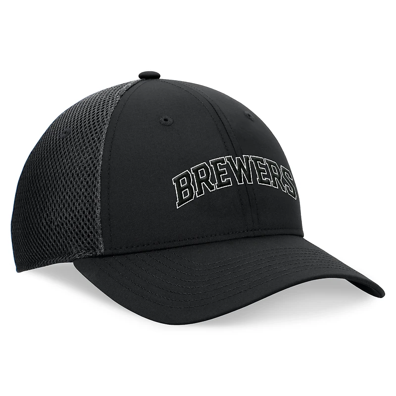 Men's Fanatics Black Milwaukee Brewers Spacer Mesh Flex Hat