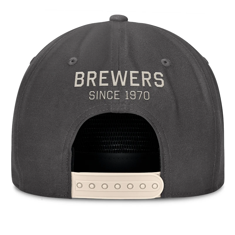 Casquette ajustable Fanatics pour homme, charbon de bois, Milwaukee Brewers