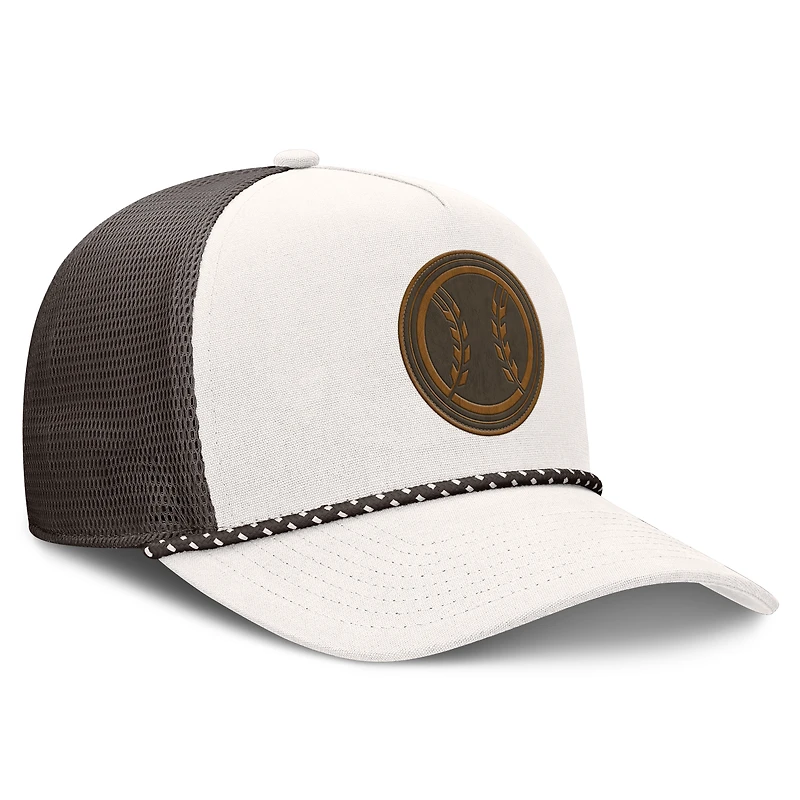 Casquette trucker ajustable Bronco A-Frame pour homme, couleur crème/marron, des Milwaukee Brewers, de Fanatics.