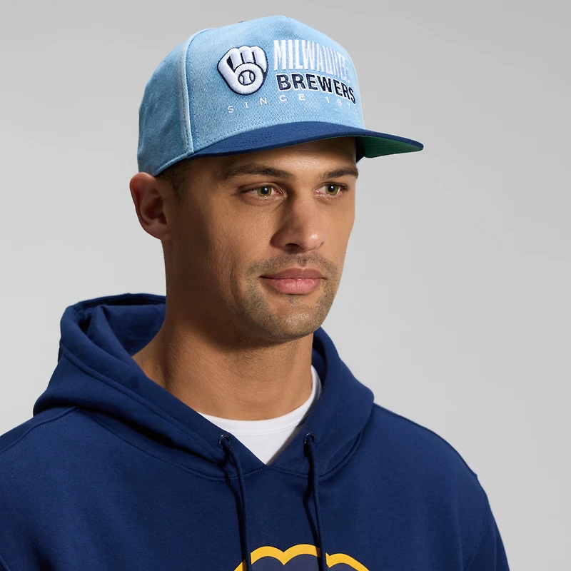 Men's Fanatics Denim Milwaukee Brewers Twinbill Snapback Hat
