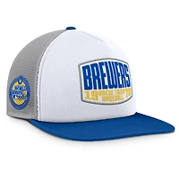 Casquette ajustable Fanatics grise/blanche pour homme avec patch avant en mousse des Milwaukee Brewers