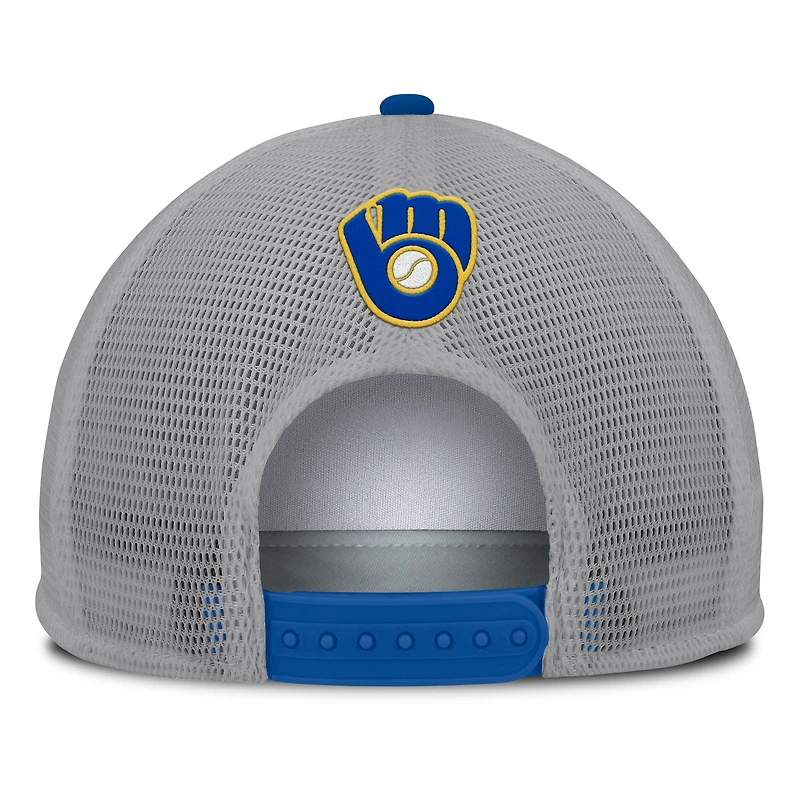 Casquette ajustable Fanatics grise/blanche pour homme avec patch avant en mousse des Milwaukee Brewers