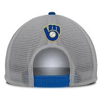 Casquette ajustable Fanatics grise/blanche pour homme avec patch avant en mousse des Milwaukee Brewers