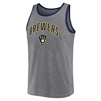Débardeur Fanatics Heather Gray pour homme, motif Milwaukee Brewers.