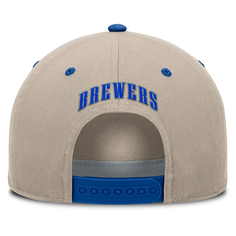 Casquette ajustable Fanatics kaki/royale Milwaukee Brewers Veteran A-Frame pour homme