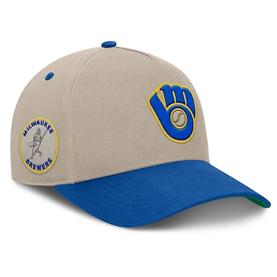 Men's Fanatics Khaki/Royal Milwaukee Brewers Veteran A-Frame Adjustable Hat
