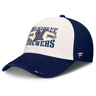 Casquette ajustable Fanatics Navy/Cream Milwaukee Brewers Heritage Scar pour homme