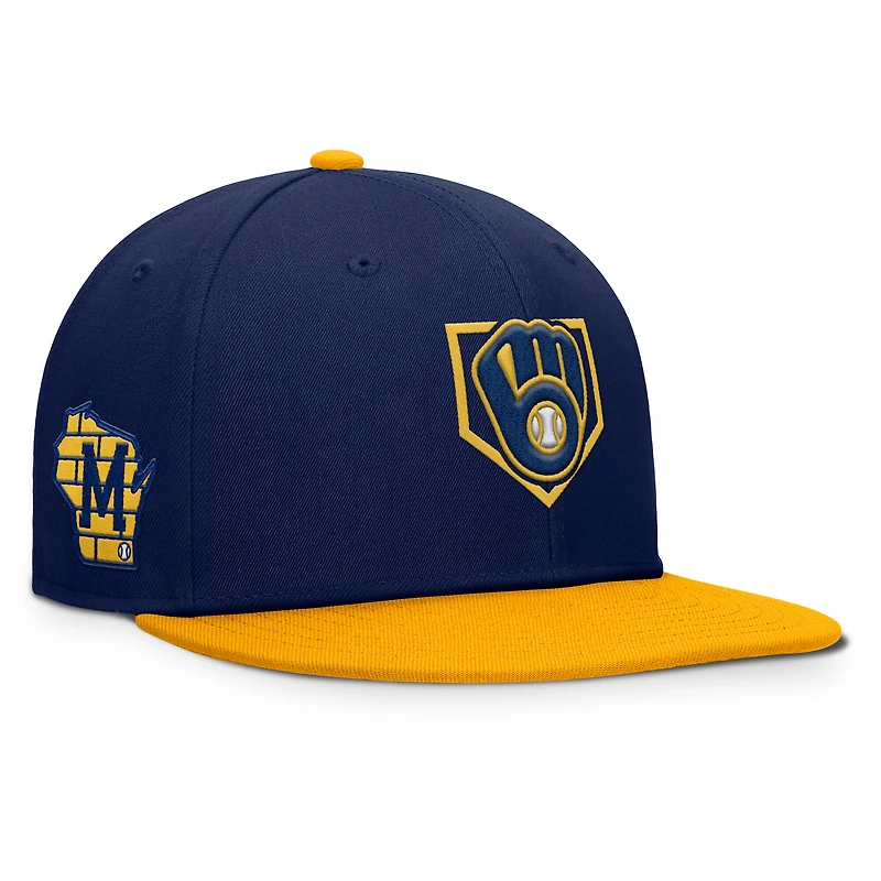 Men's Fanatics Navy/Gold Milwaukee Brewers Batter's Box Snapback Hat