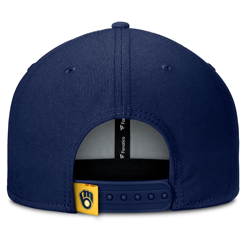 Casquette Snapback Fanatics bleu marine/doré Milwaukee Brewers Clubhouse Splitter pour homme