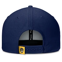 Casquette Snapback Fanatics bleu marine/doré Milwaukee Brewers Clubhouse Splitter pour homme